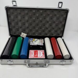 Deluxe Poker Chip Set w/Case – 300 Chip Set with Cards, Dealer Buttons *no dice*
